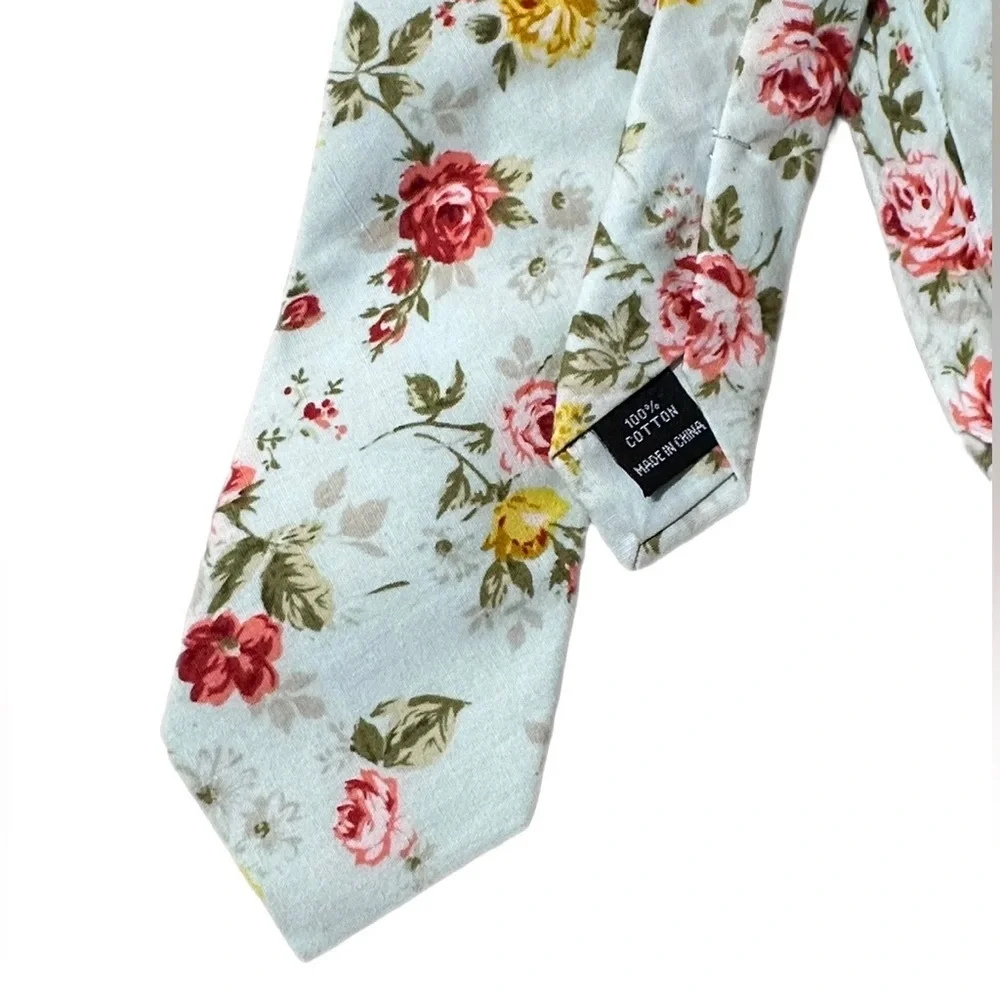 Egara Men’s Floral Cotton Tie - Picture 2 of 4